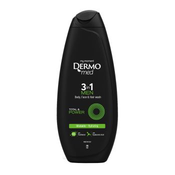 DERMOMED TOTAL & POWER 3 in 1 vyrų kūno, veido ir plaukų prausiklis, 450 ml