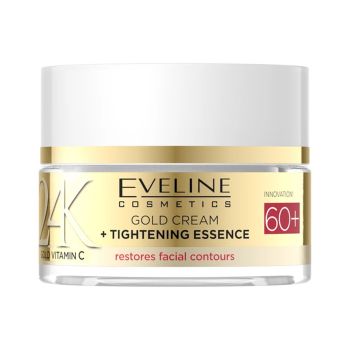 EVELINE 24K GOLD VITAMIN C + TIGHTENING ESSENCE 60+ veido kremas, 50 ml