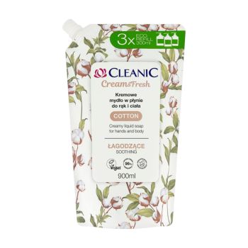 CLEANIC COTTON SOOTHING rankų ir kūno skystojo muilo papildymas, 900 ml