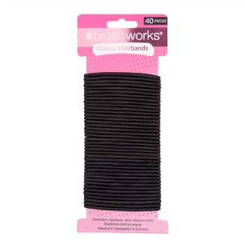 BRUSHWORKS CLASSIC HAIRBANDS plaukų gumytės (40 vnt.)