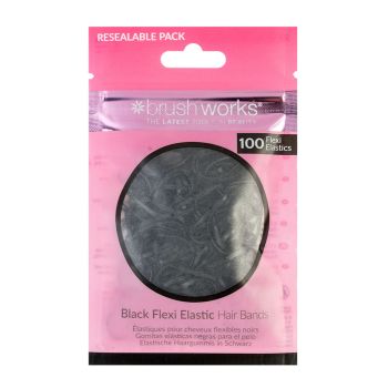 BRUSHWORKS BLACK FLEXI ELASTIC plaukų gumytės (100 vnt.)