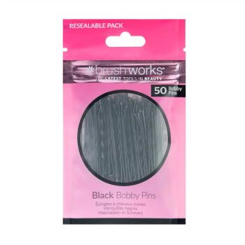 BRUSHWORKS BLACK BOBBY plaukų segtukai (50 vnt.)