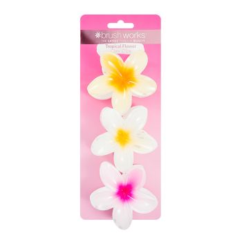 BRUSHWORKS TROPICAL FLOWER CLAW CLIPS plaukų žnyplės (3 vnt.)