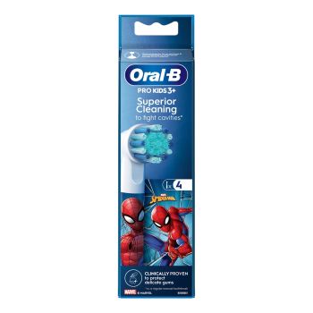 ORAL-B SPIDER-MAN PRO KIDS3+ keičiamosios elektrinio dantų šepetėlio galvutės (4 vnt.)