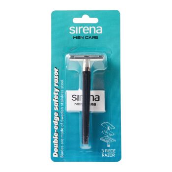 SIRENA MEN CARE DOUBLE-EDGE dviašmenis apsauginis skustuvas su peiliukais (1 vnt.)