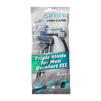 SIRENA MEN CARE COMFORT III vienkartiniai skustuvai (5 vnt.)