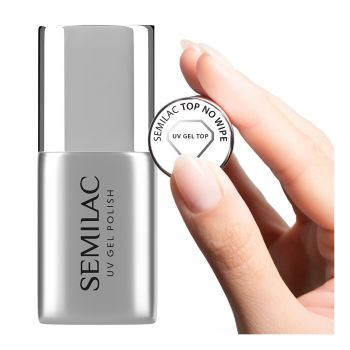 SEMILAC TOP NO WIPE UV viršutinis gelinio nagų lako sluoksnis, 7 ml