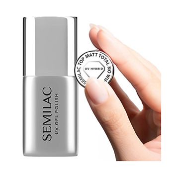 SEMILAC TOP MAT TOTAL UV viršutinis gelinio nagų lako sluoksnis, 7 ml