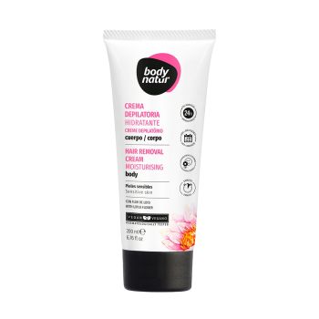 BODY NATUR MOISTURISING depiliacinis kūno kremas jautriai odai su lotosu, 200 ml
