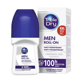 TRIPLE DRY MEN FRAGRANCE FREE rutulinis dezodorantas, 50 ml