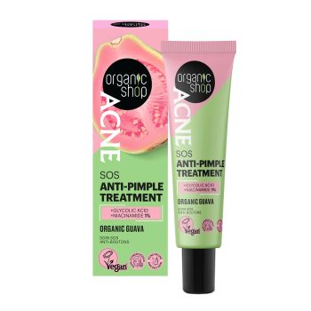 ORGANIC SHOP ACNE SOS ANTI-PIMPLE veido priežiūros priemonė, 30 ml