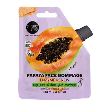 ORGANIC SHOP PAPAYA FACE GOMMAGE ENZYME RENEW veido šveitiklis, 100 ml