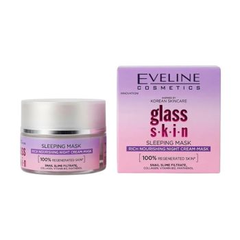 EVELINE GLASS SKIN RICH NOURISHING naktinis kremas - kaukė, 50 ml