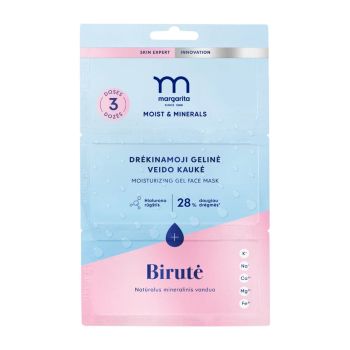 MARGARITA MOIST & MINERALS drėkinamoji želė veido kaukė su Birutė mineraliniu vandeniu (3 x 7 g)