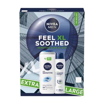 NIVEA FEEL XL SOOTHED SENSITIVE CARE XL DUO vyrų kosmetikos rinkinys