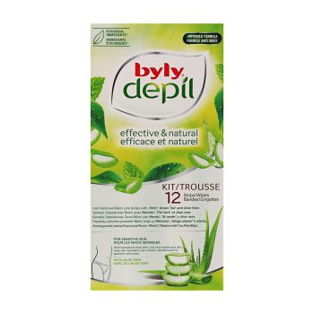 BYLY EFFECTIVE & NATURAL BIKINI LINE depiliacinės juostelės (12 vnt.)