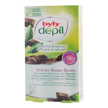 BYLY EFFECTIVE & NATURAL CHOCOLATE veido depiliacinės juostelės (12 vnt.)