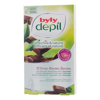 BYLY EFFECTIVE & NATURAL CHOCOLATE kūno depiliacinės juostelės (12 vnt.)