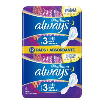 ALWAYS PLATINUM kvepiantys higieniniai paketai "Night" (12 vnt.)