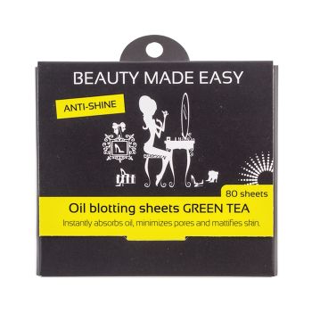 BEAUTY GREEN TEA popieriaus lapeliai, sugeriantys odos riebalų perteklių (80 vnt.)