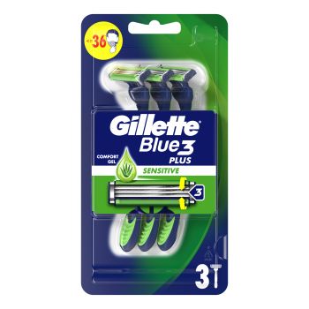 GILLETTE BLUE3 SENCE CARE PLUS SENSITIVE vienkartiniai skustuvai (3 vnt.)