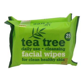 TEA TREE CLEANSING drėgnos veido servetėlės (2 x 25 vnt.)