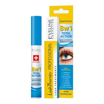 EVELINE 8 W 1 blakstienų serumas "Total action", 10 ml