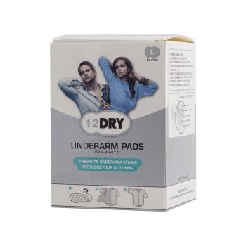 1 - 2 DRY OFF - WHITE vienkartiniai pažastų įklotai L - dydis (20 vnt.)