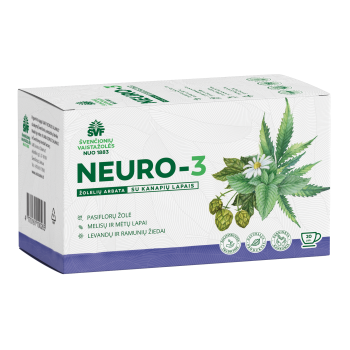 ŠVENČIONĖLIŲ VAISTAŽOLĖS NEURO 3 žolelių arbata miegui, 20 pakelių