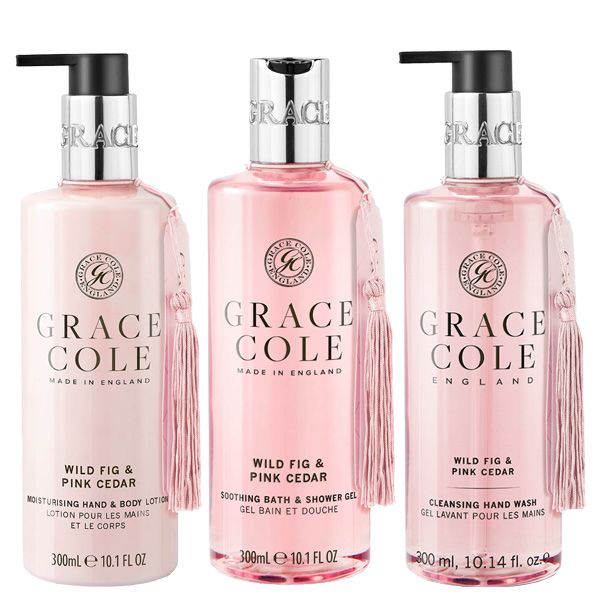 GRACE COLE WILD FIG & PINK CEDAR linijos rankų ir kūno priežiūros priemonės
