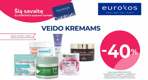 VEIDO KREMAMS šią savaitę -40% nuolaida ir dar daugiau pasiūlymų!