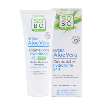 SO'BIO ETIC HYDRA ALOE VERA 24H MOISTURIZING RICH kremas 50 ml