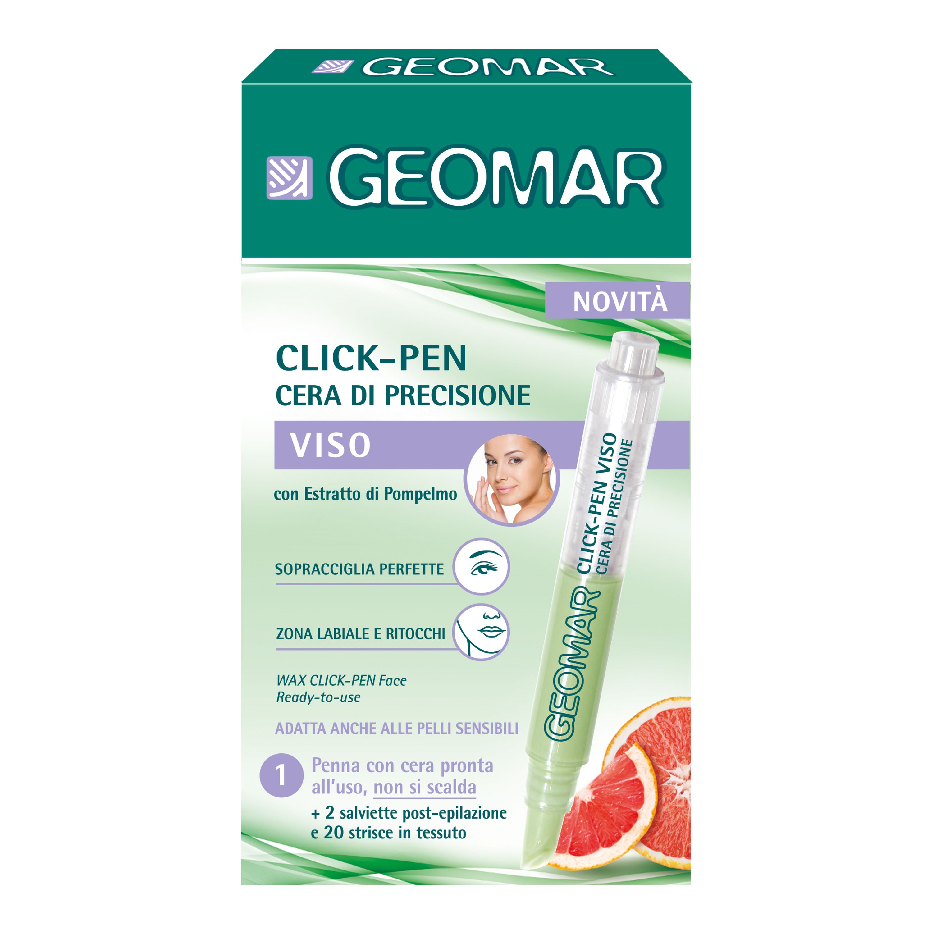 GEOMAR WAX CLICK - PEN veido depiliacinio vaško pieštukas 3,6 ml