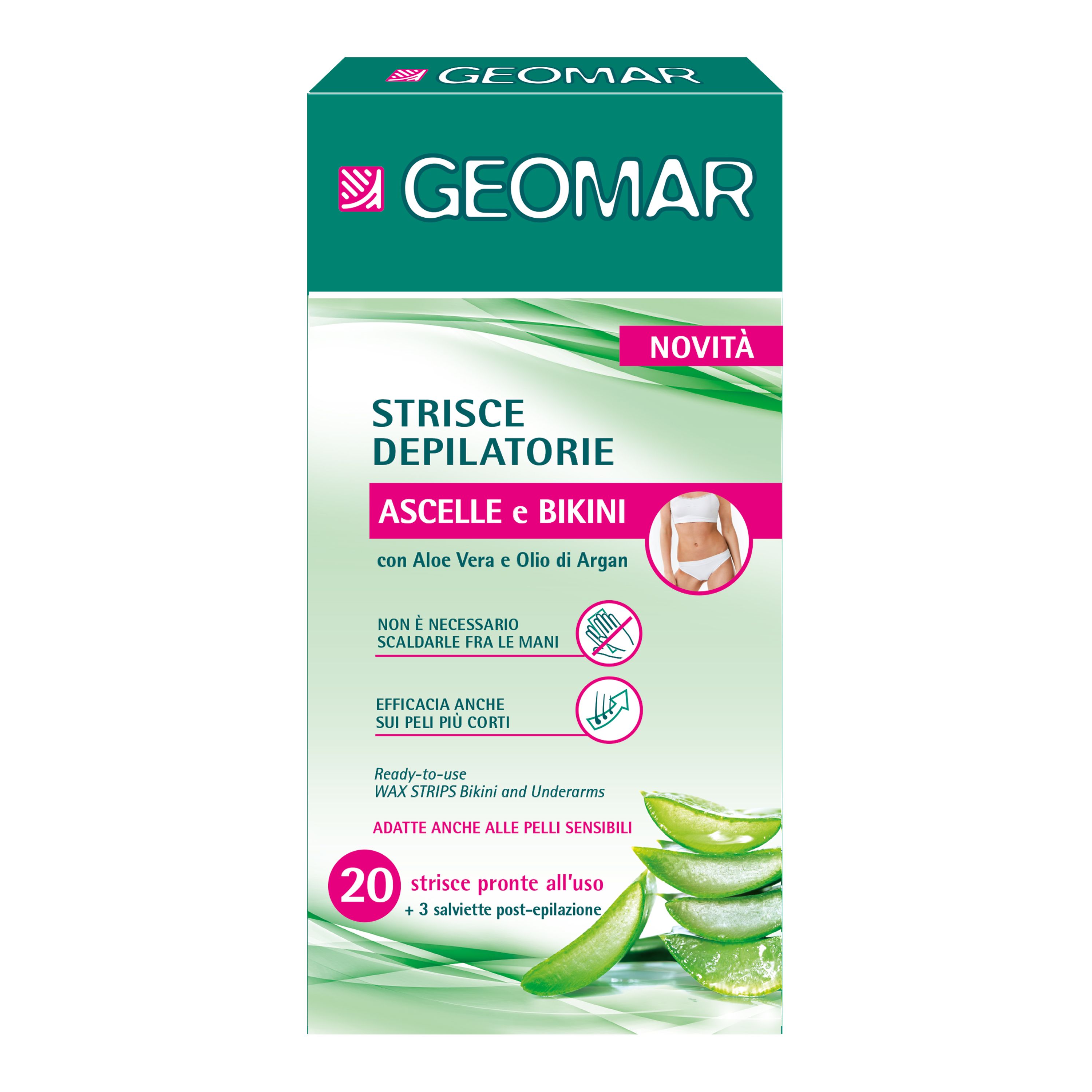 GEOMAR BIKINI & UNDERARMS bikini ir pažastų depiliacinės juostelės (20 vnt.)