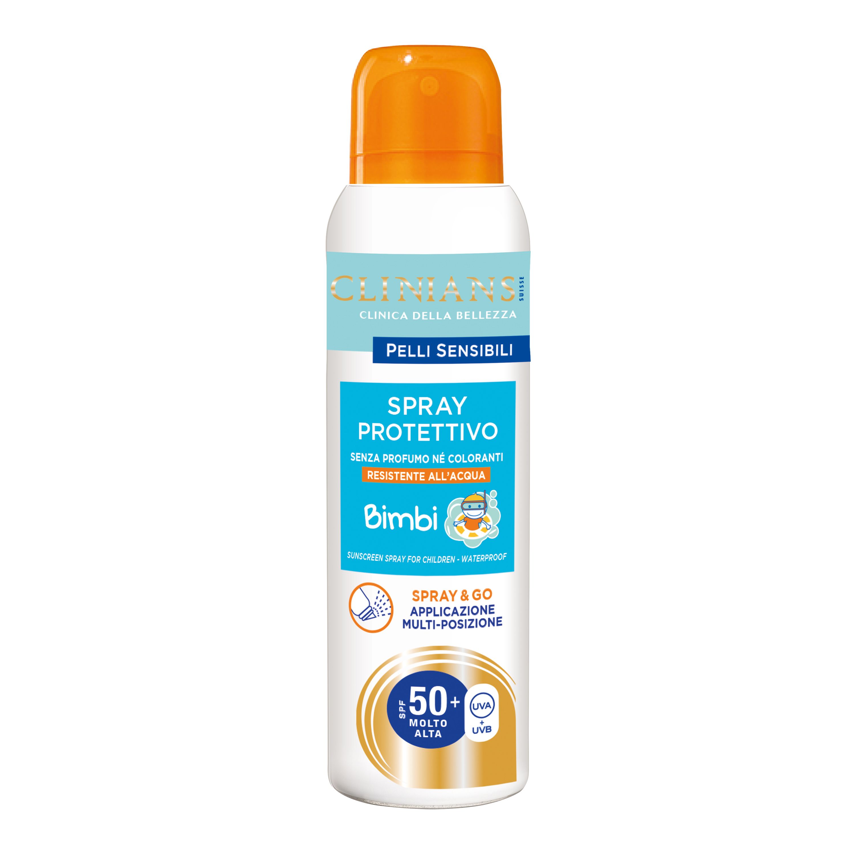 CLINIANS BIMBI SPF50 apsauginis kūno purškiklis vaikams nuo saulės 150 ml