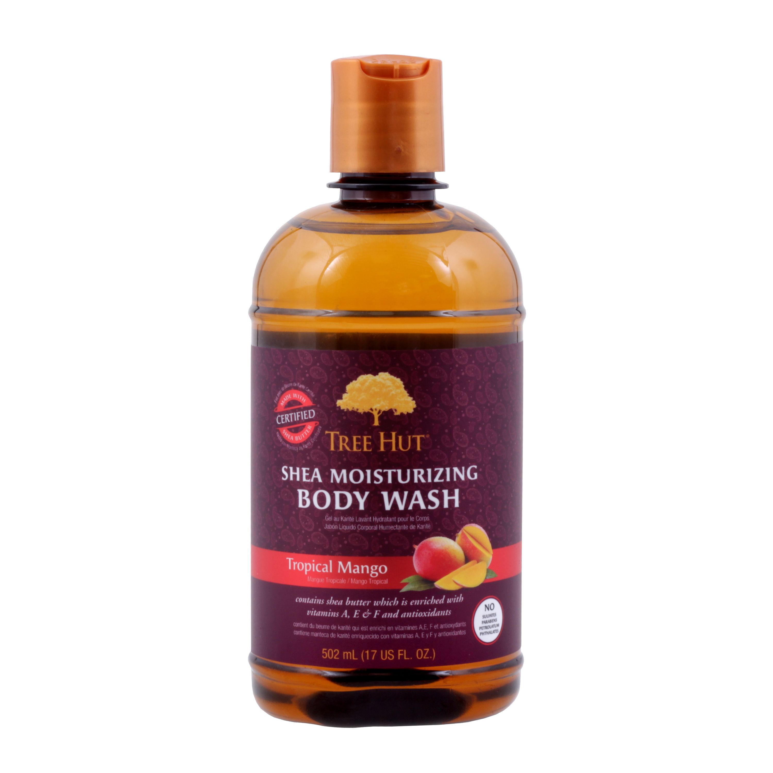 TREE HUT SHEA MOISTURIZING TROPICAL MANGO kūno prausiklis, 502 ml