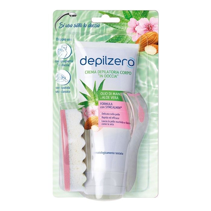 DEPILZERO OLIO DI MANDORLE E ALOE VERA dušo depiliacinis kremas, 200 ml