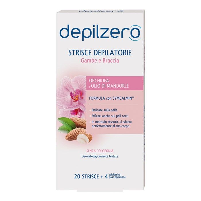DEPILZERO ORCHIDEA E OLIO DI MANDORLE kojų ir rankų depiliacinės juostelės (20 vnt.)