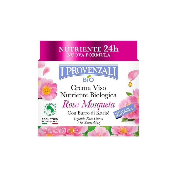 I PROVENZALI ROSA MOSQUETA ORGANIC, 24H NOURISHING veido kremas, 50 ml