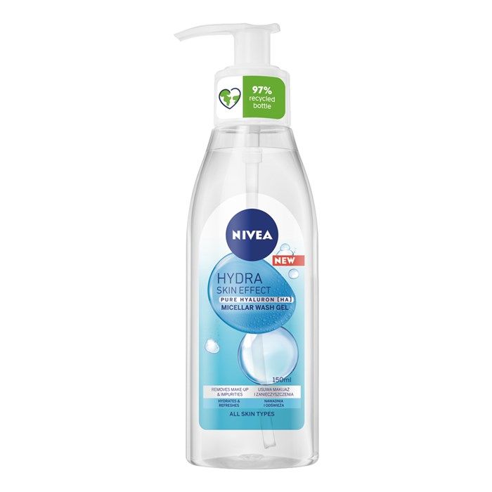 NIVEA HYDRA SKIN EFFECT micelinė veido prausimo želė, 150 ml