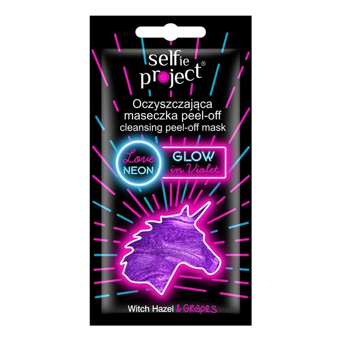 SELFIE PROJECT LOVE NEON GLOW IN VIOLET nulupamoji veido kaukė