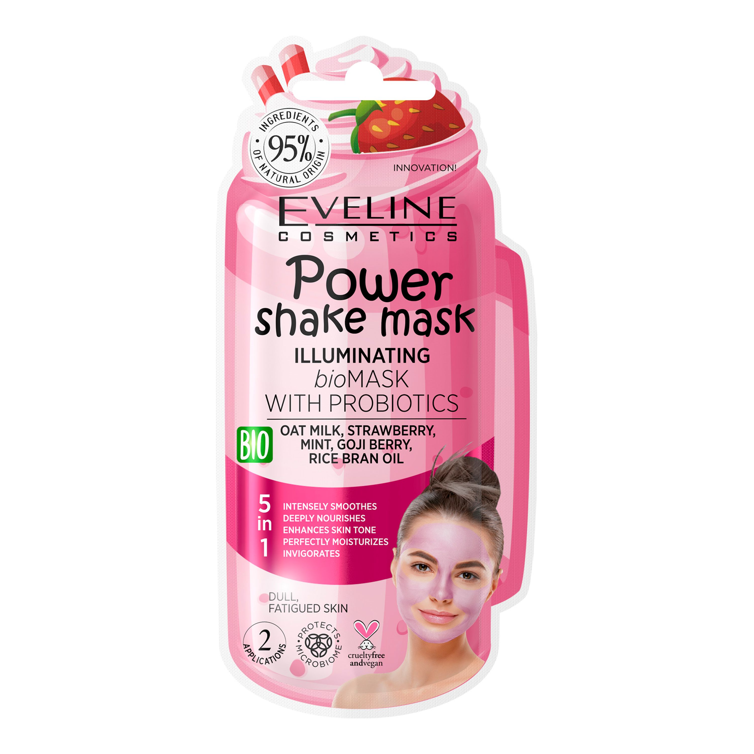 EVELINE POWER SHAKE ILLUMINATING BIO veido kaukė