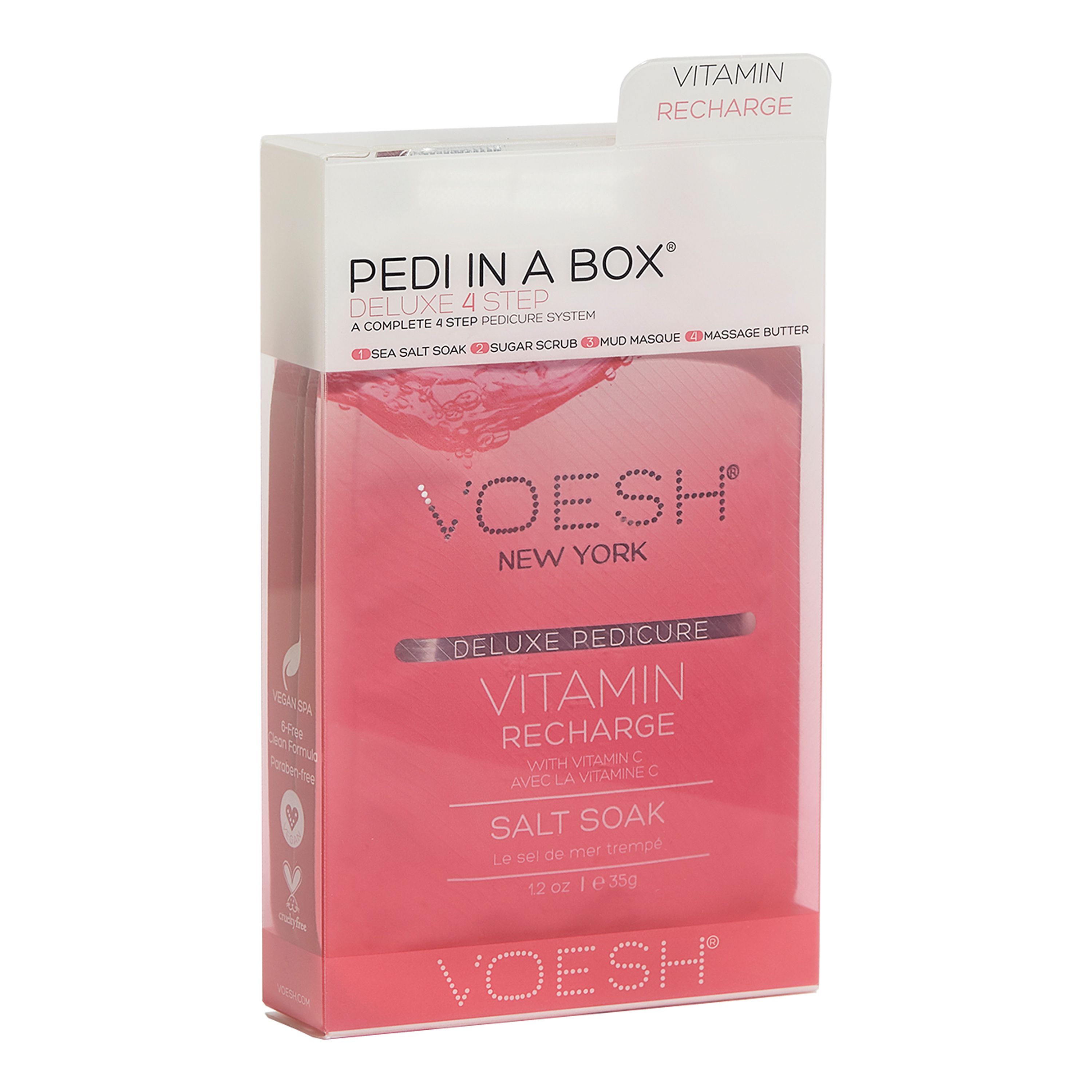 PEDI IN A BOX DELUXE 4 STEP VOESH VITAMIN RECHARGE pedikiūro priemonių rinkinys