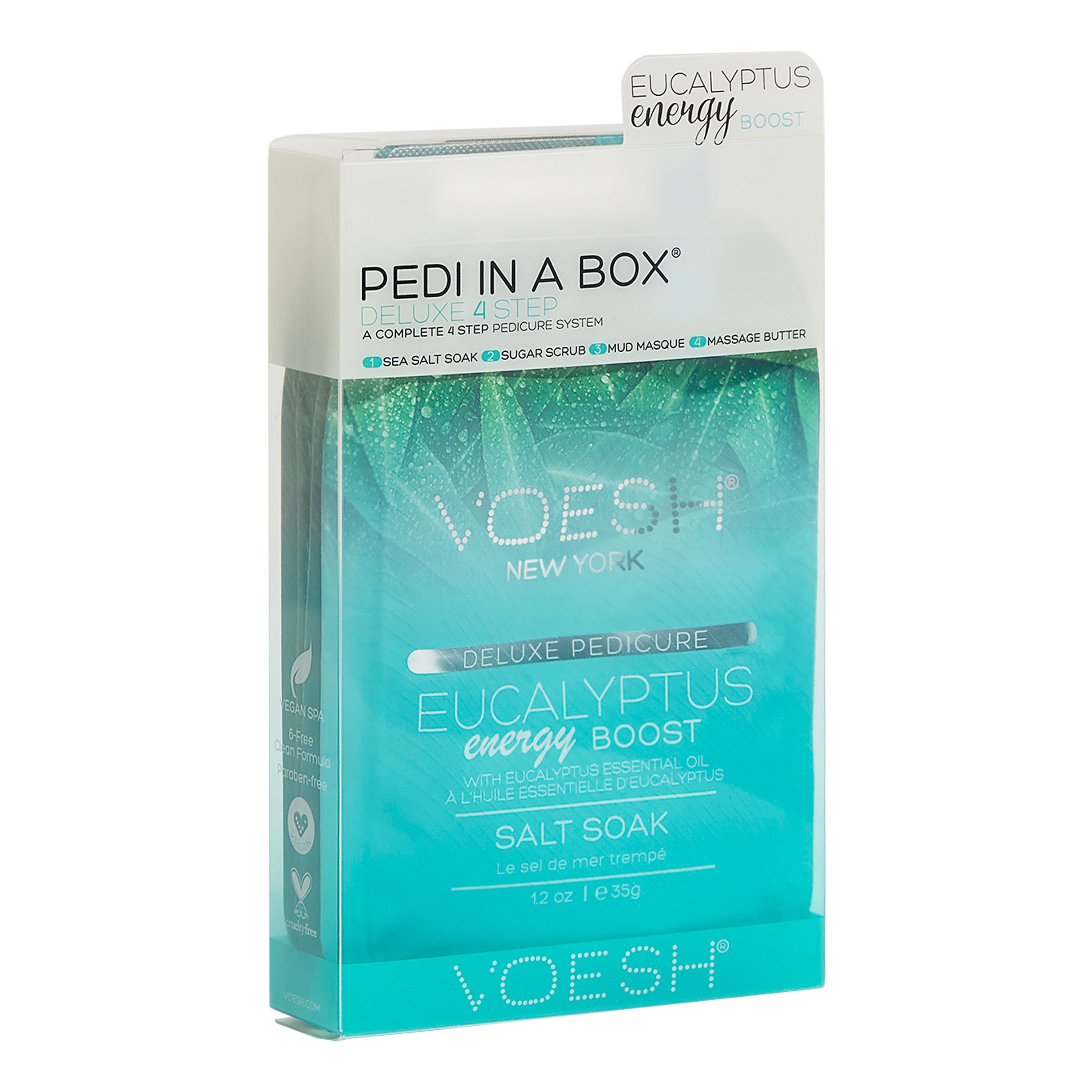 PEDI IN A BOX DELUXE 4 STEP VOESH EUCALYPTUS pedikiūro priemonių rinkinys