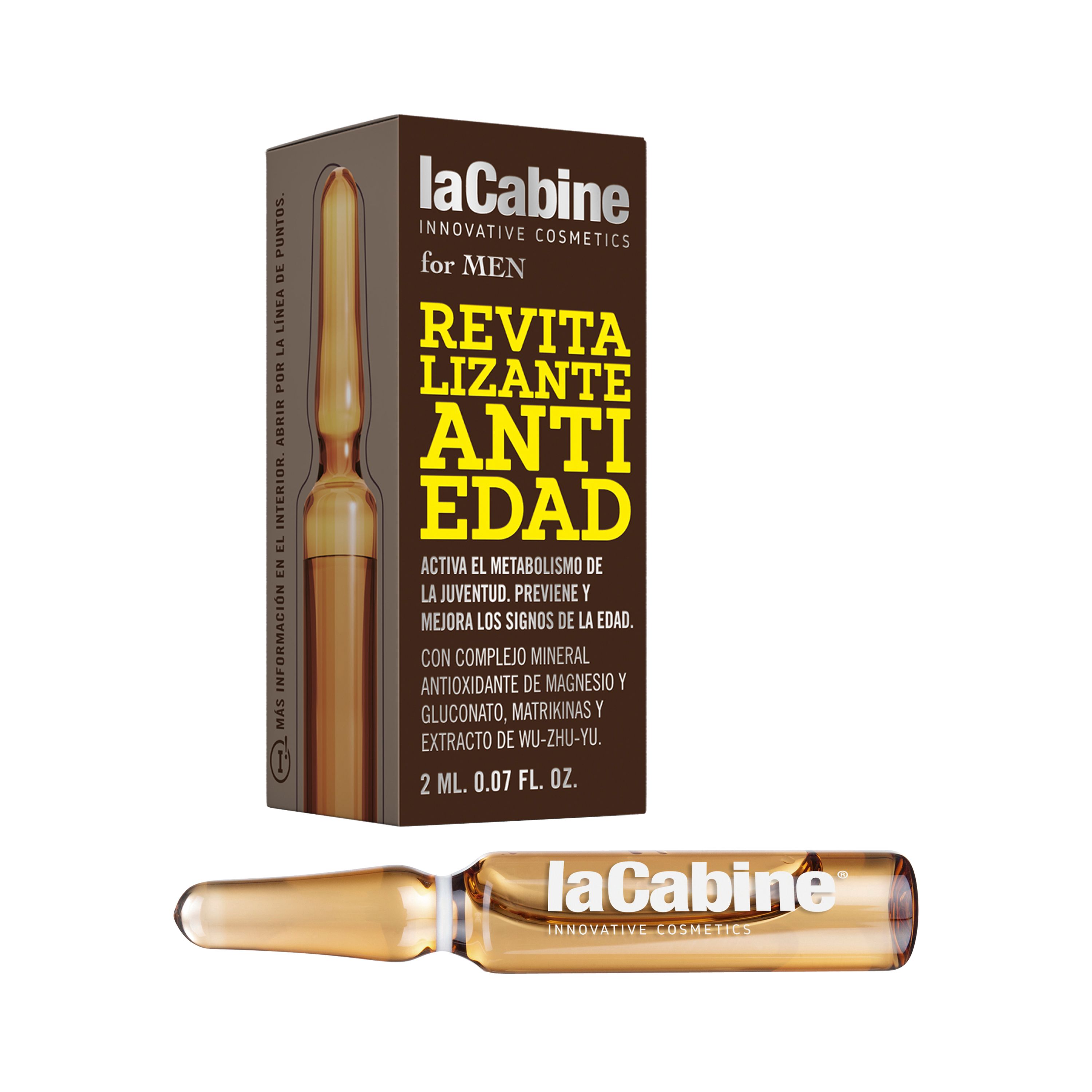 LA CABINE FOR MEN REVITALIZANTE ANTIEDAD vyrų veido skystis ampulėje
