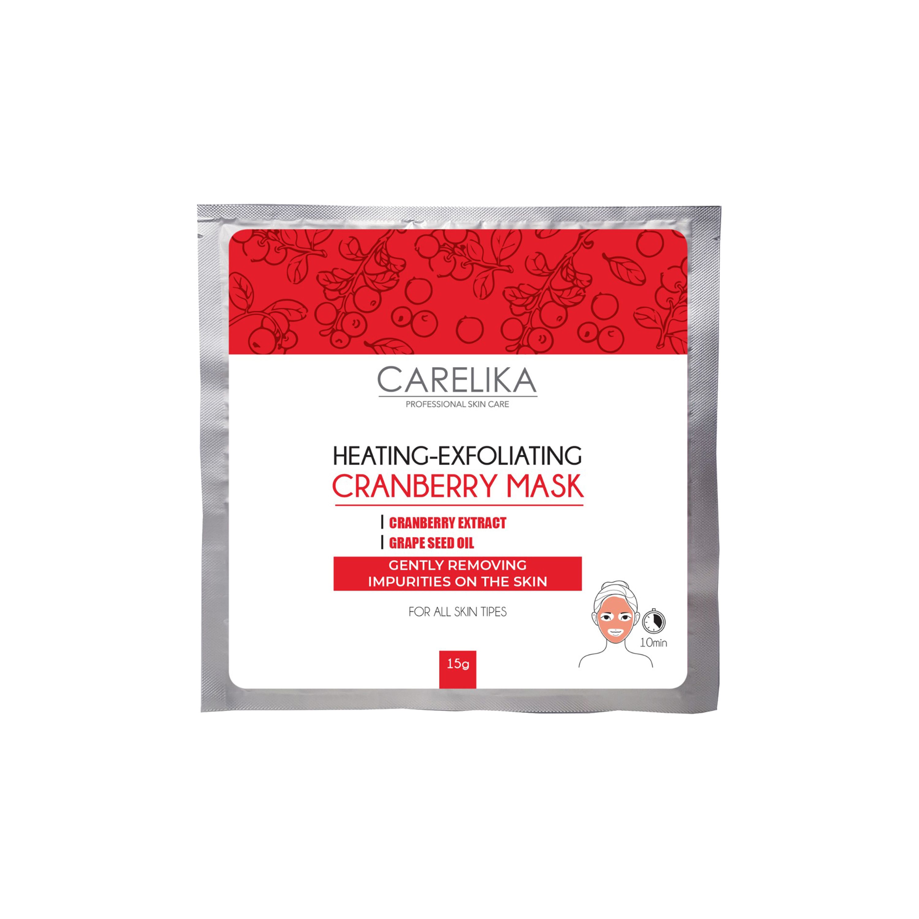 CARELIKA HEATING-EXFOLIATING CRANBERRY veido kaukė