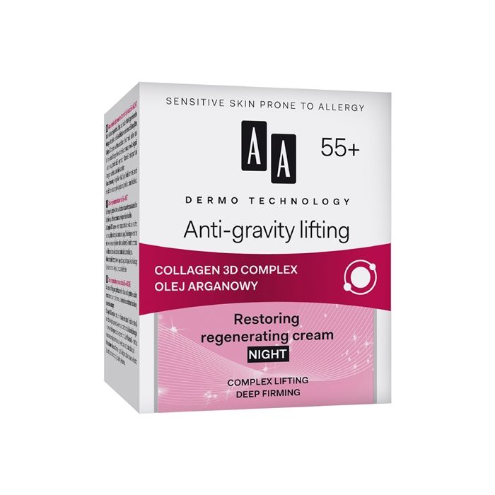 AA 55+ ANTI - GRAVITY LIFTING naktinis kremas, 50 ml