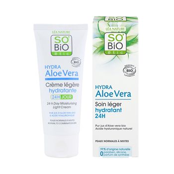 SO'BIO ETIC HYDRA ALOE VERA 24H MOISTURIZING LIGHT kremas 50 ml