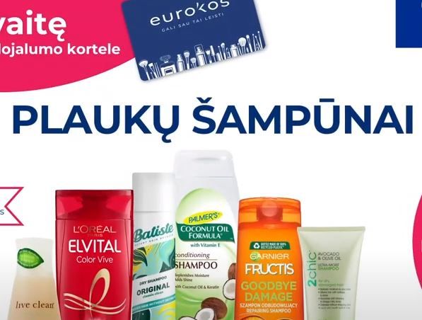 Plaukų šampūnams -40% nuolaida ir dar daugiau pasiūlymų